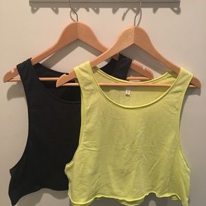 Crop tops {neon yellow & dark gray}